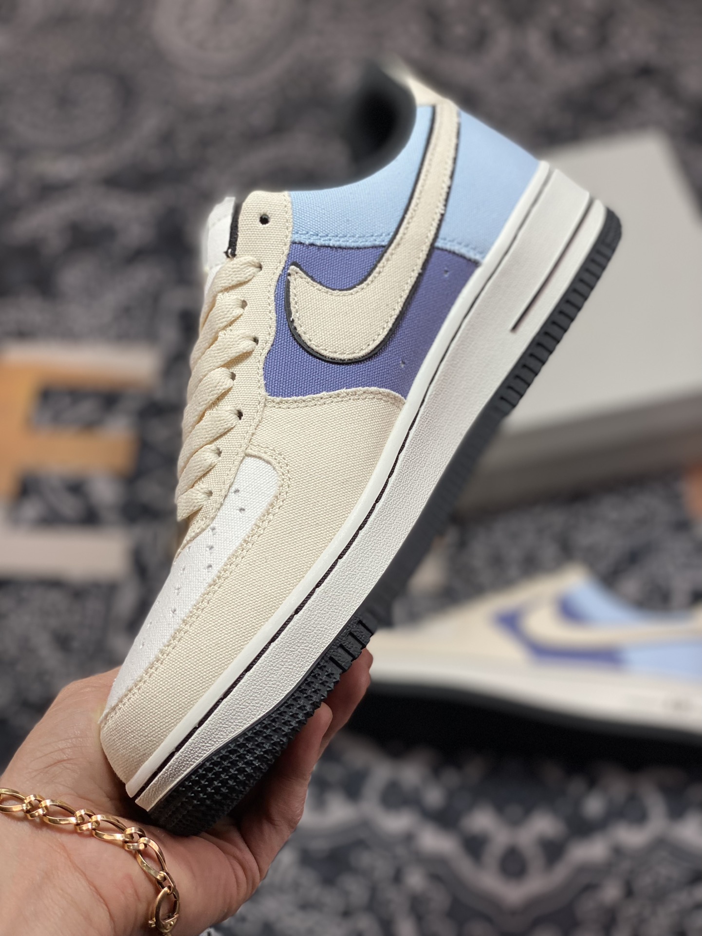 200 Otomo Katsuhiro x Nike Air Force 1’07 LV8 Low”Steamboy OST”空军一号板鞋“帆布浅灰牛仔蓝黑马”315122-663