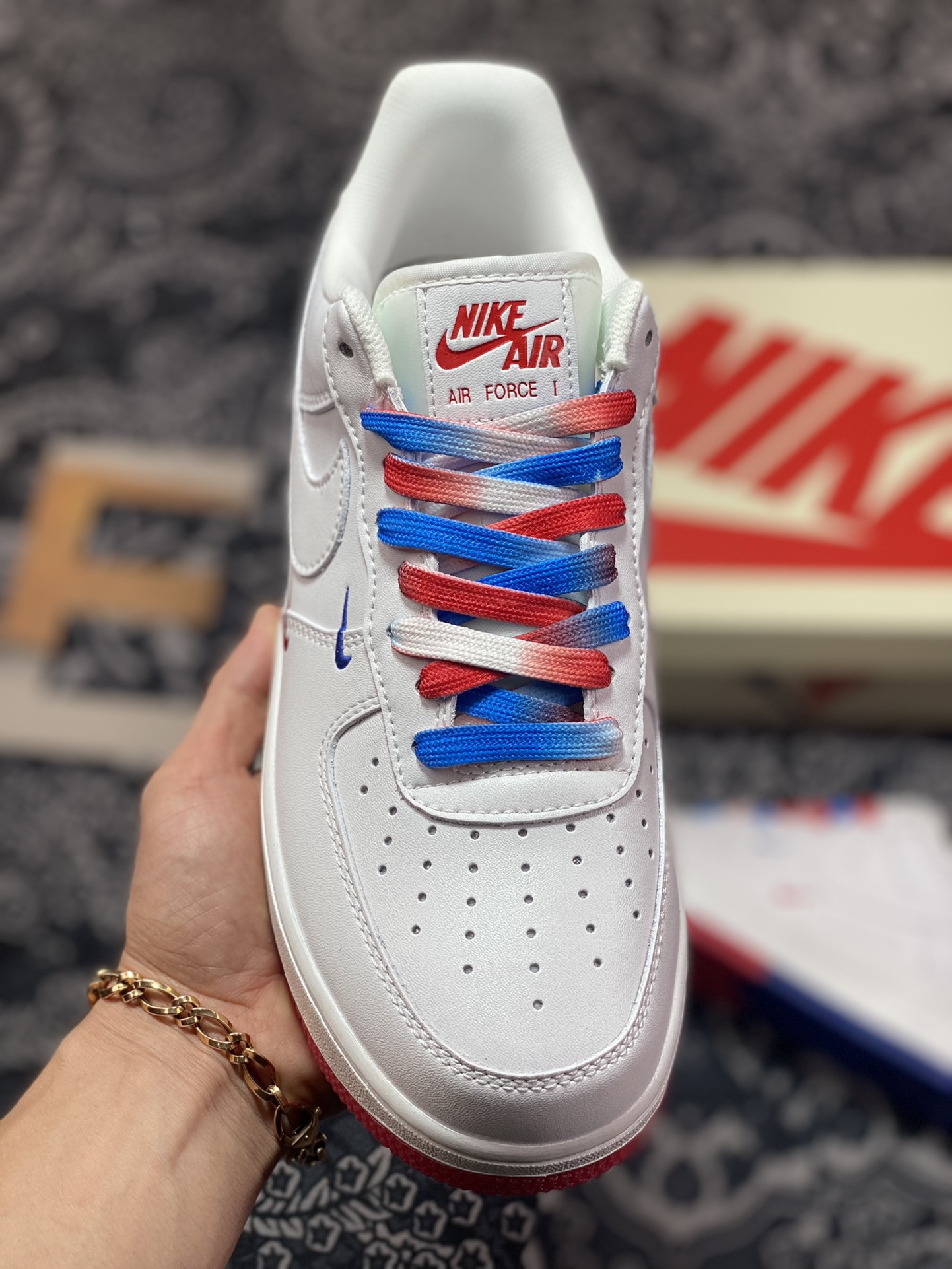 260 Nike Air Force 1’07 Low QS”White/Deep Blue/Red/Philadelphia 76ers”空军一号板鞋“白红深蓝迷你双钩子”NB6578-075