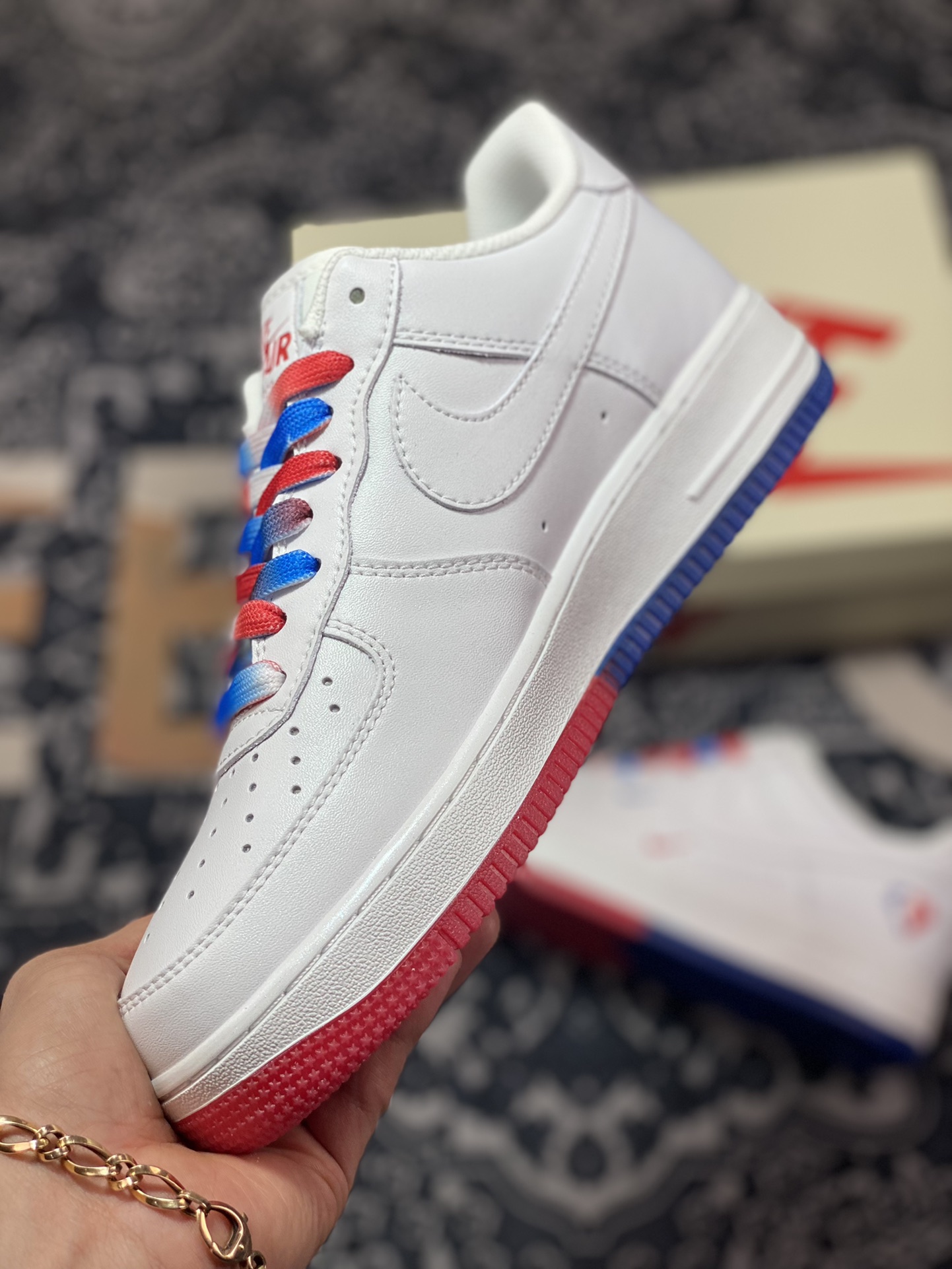 260 Nike Air Force 1’07 Low QS”White/Deep Blue/Red/Philadelphia 76ers”空军一号板鞋“白红深蓝迷你双钩子”NB6578-075