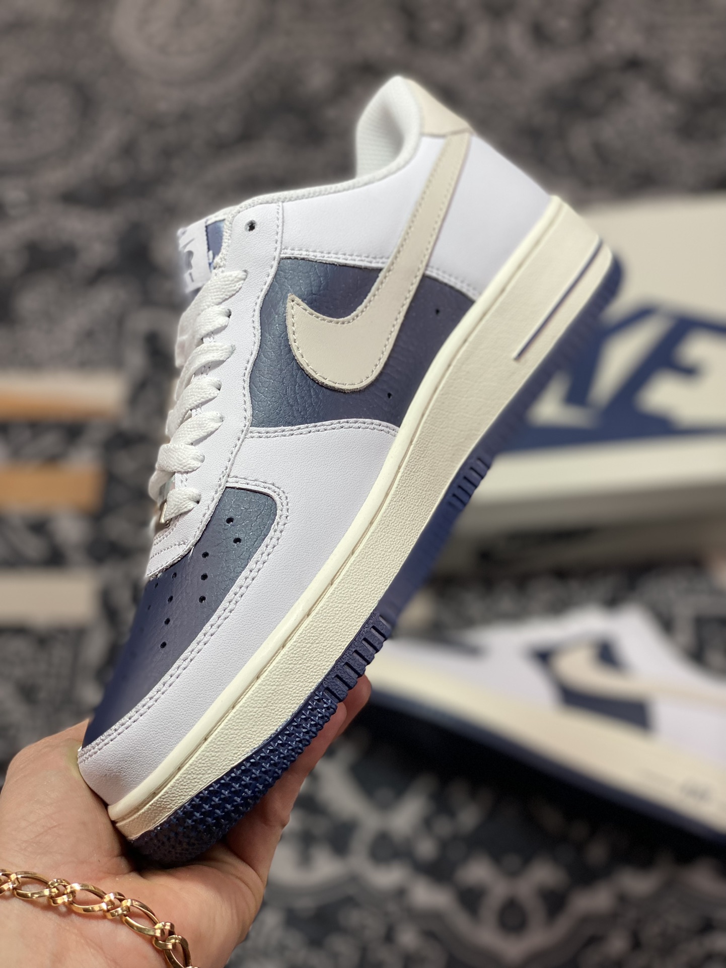 220 Nike By You Air Force 1'07 Low Retro SP空军一号低帮板鞋“皮革白海军蓝小旧金山”DE0099-002