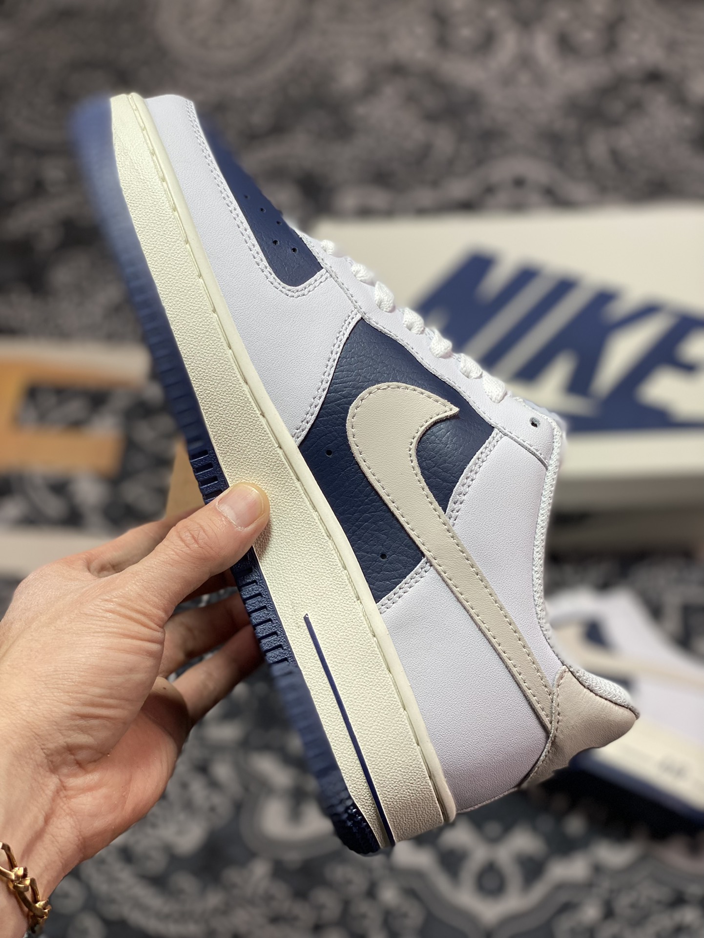 220 Nike By You Air Force 1'07 Low Retro SP空军一号低帮板鞋“皮革白海军蓝小旧金山”DE0099-002