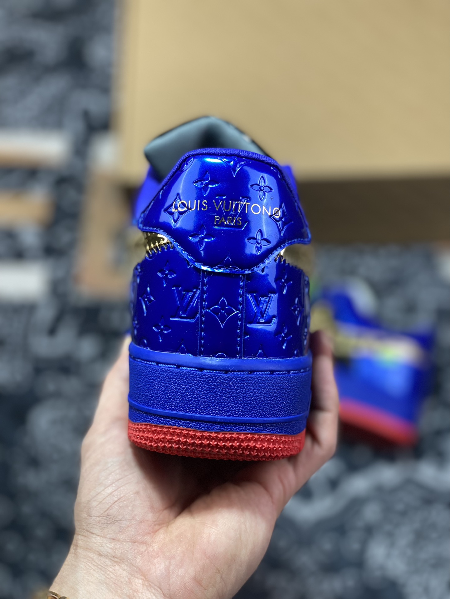 320 Louis Vuitton x Nike Air Force 1'07 LV8 Low”BLACK/BLUE/GOLD”空军一号AEU3BM16M693-LD0212
