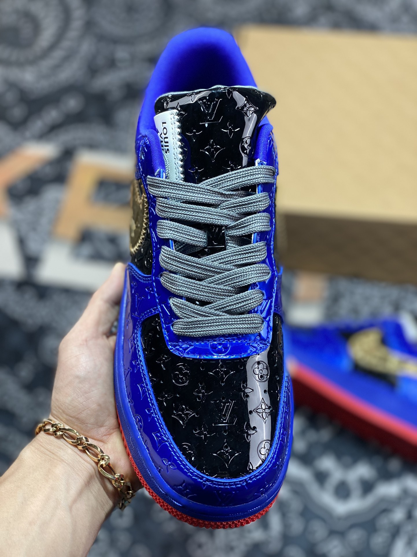 320 Louis Vuitton x Nike Air Force 1'07 LV8 Low”BLACK/BLUE/GOLD”空军一号AEU3BM16M693-LD0212