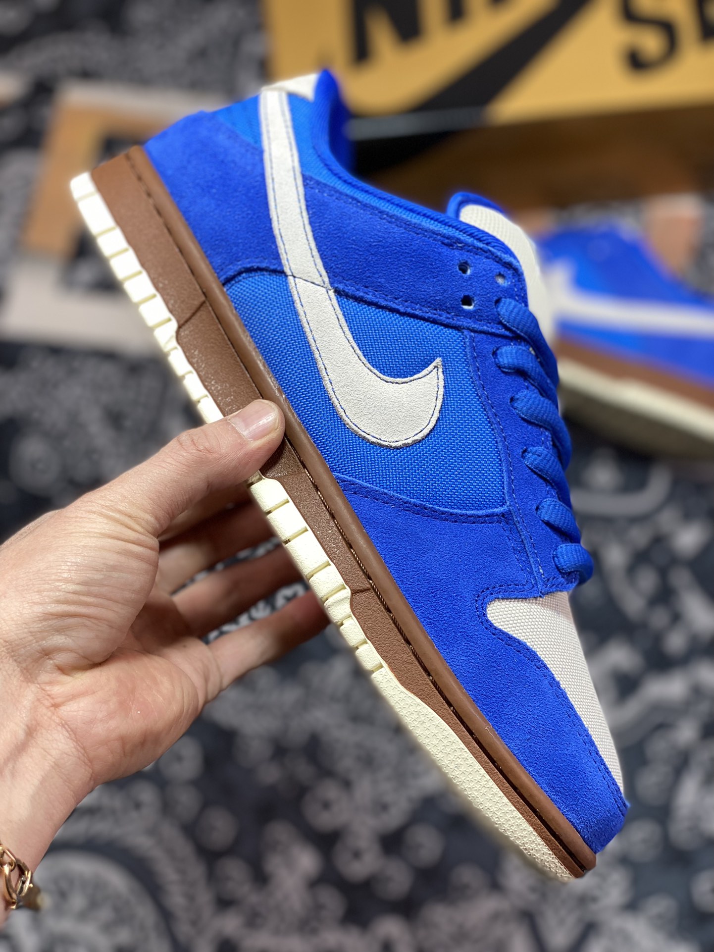 Nike SB Dunk Low Pro ”Gold Rail” dunk series low-top sneakers ”Melbourne blue and white” 304292-472