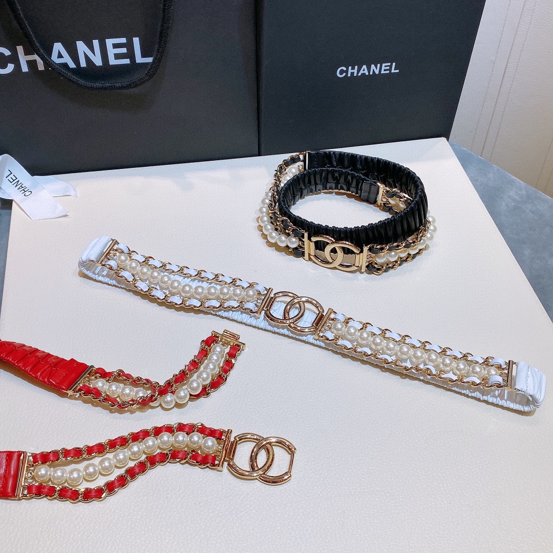 Chanel c hanel 珍珠 弹力腰带