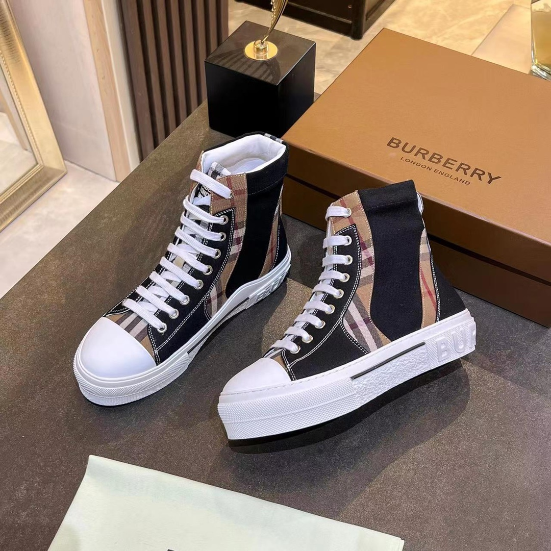 Burberry Vintage Check Cotton High-Top Sneakers - Unisex Fashion Footwear 8 i1678083008 4335 7