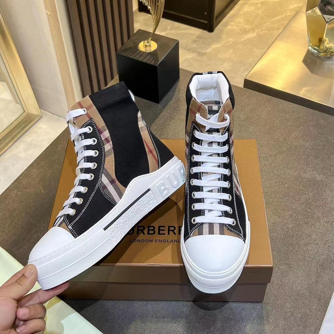 Burberry Vintage Check Cotton High-Top Sneakers - Unisex Fashion Footwear 6 i1678083008 4900 5