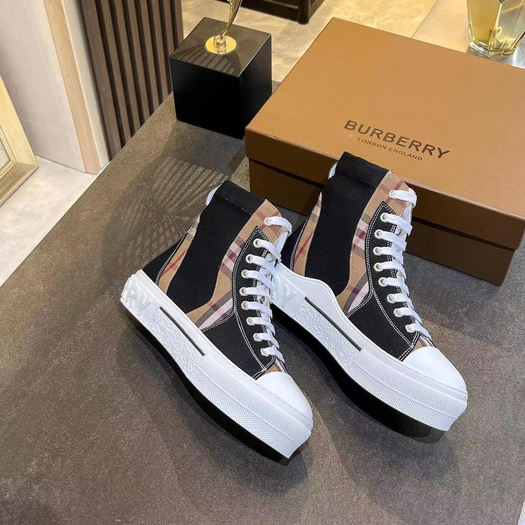 Burberry Vintage Check Cotton High-Top Sneakers - Unisex Fashion Footwear 3 i1678083008 6294 2