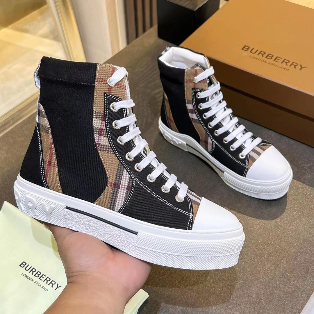 Burberry Vintage Check Cotton High-Top Sneakers - Unisex Fashion Footwear 9 i1678083008 9295 8