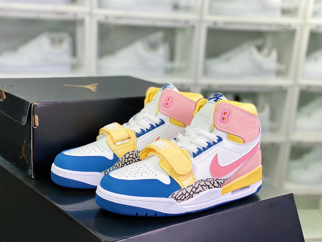 220 Air Jordan Legacy 312 High”White Coral Pink French Blue”乔丹篮球鞋“皮革白粉黄蓝”FD9909-161