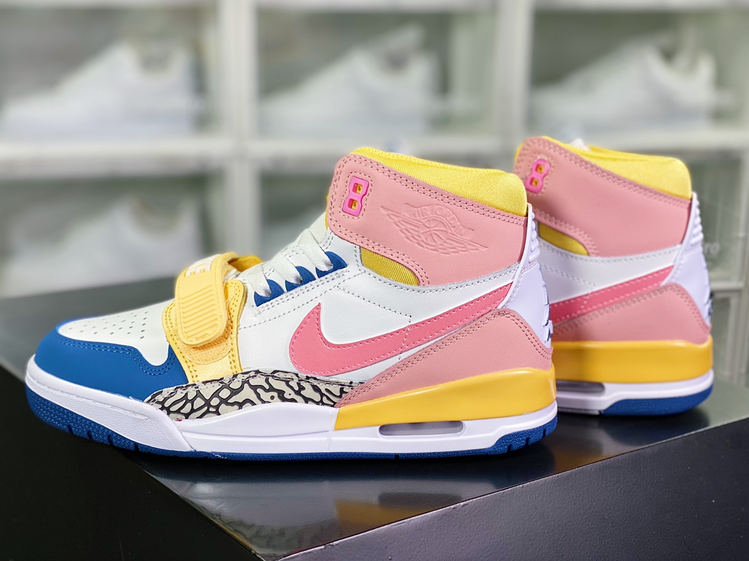 220 Air Jordan Legacy 312 High”White Coral Pink French Blue”乔丹篮球鞋“皮革白粉黄蓝”FD9909-161