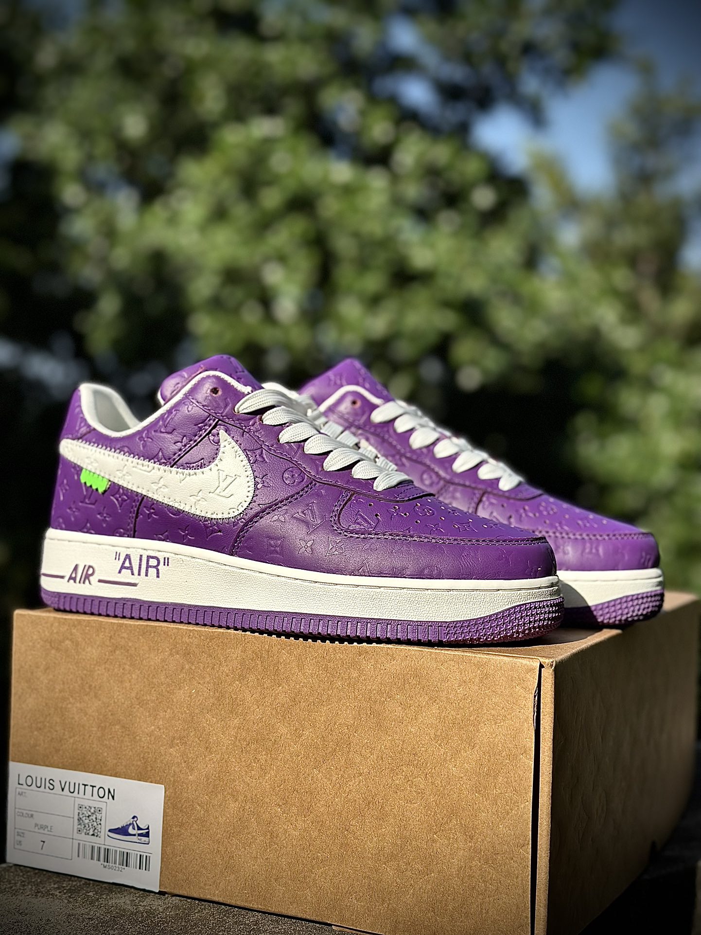 联名款福利特价大码供应LouisVuittonxNikeAirForce1Low低帮系带板鞋白红蓝LV联