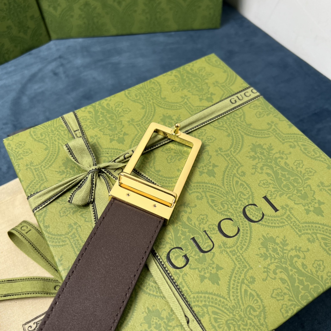 古驰 原单品质 采用双面头层牛皮，扣头采用精品纯铜内穿扣，正品开版。专营专柜款！宽度3.5cm