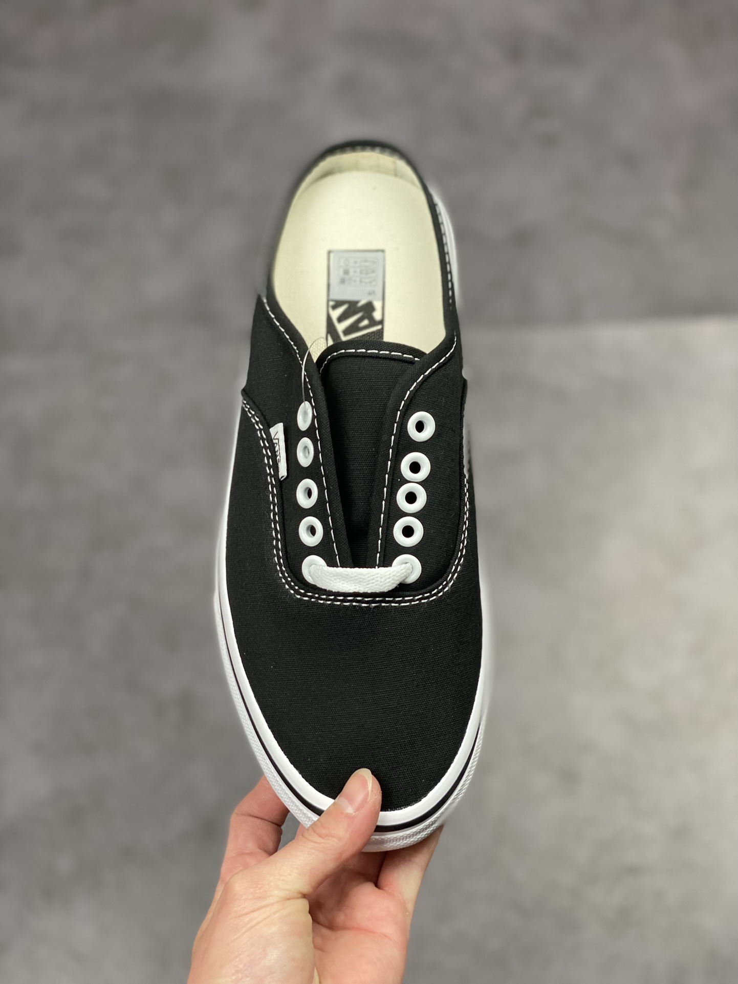VANS Vans AUT classic black and white low-top half-drag men's and women's canvas shoes and sneakers