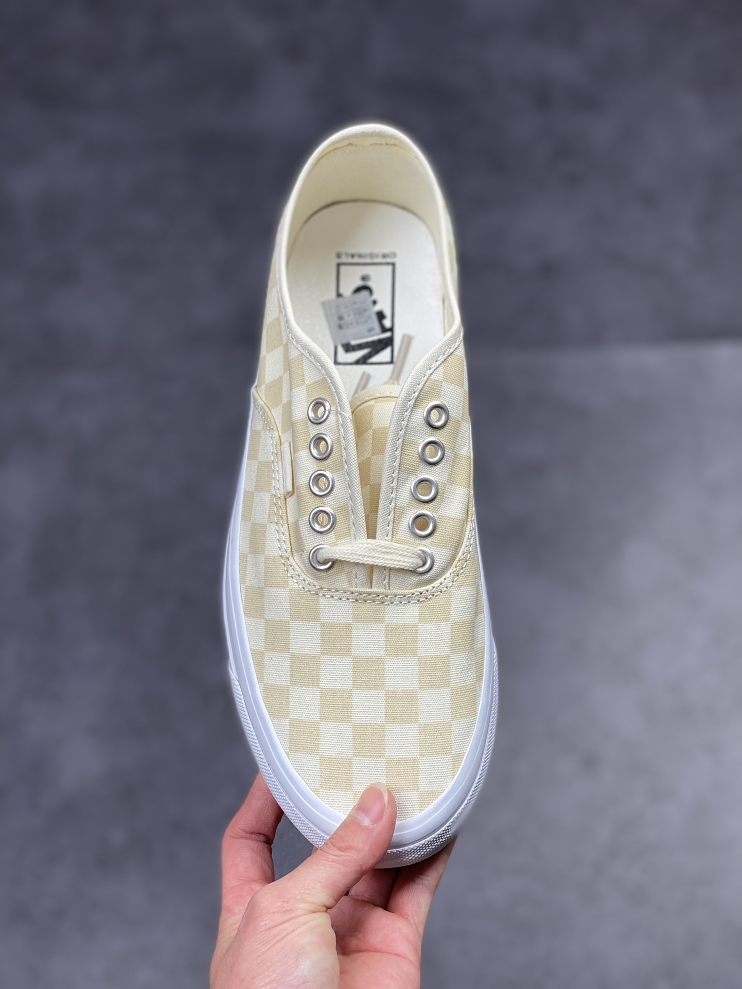 [Renewal Week] Vans official Anaheim VLT high-end line Authentic yellow and white checkerboard canvas shoes