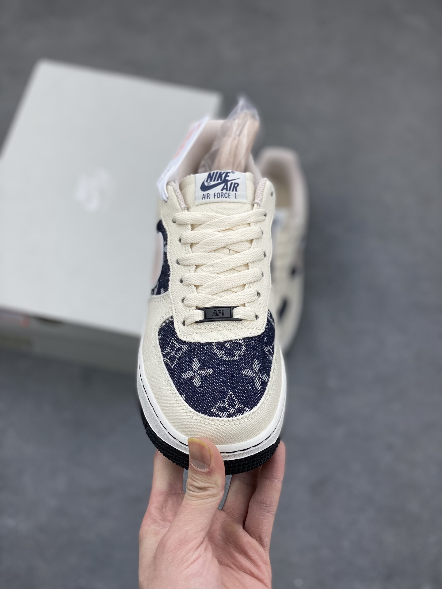 Nike Air Force 1 Low White Denim with Louis Vuitton Pattern Sneakers 3 i1678127975 1066 1