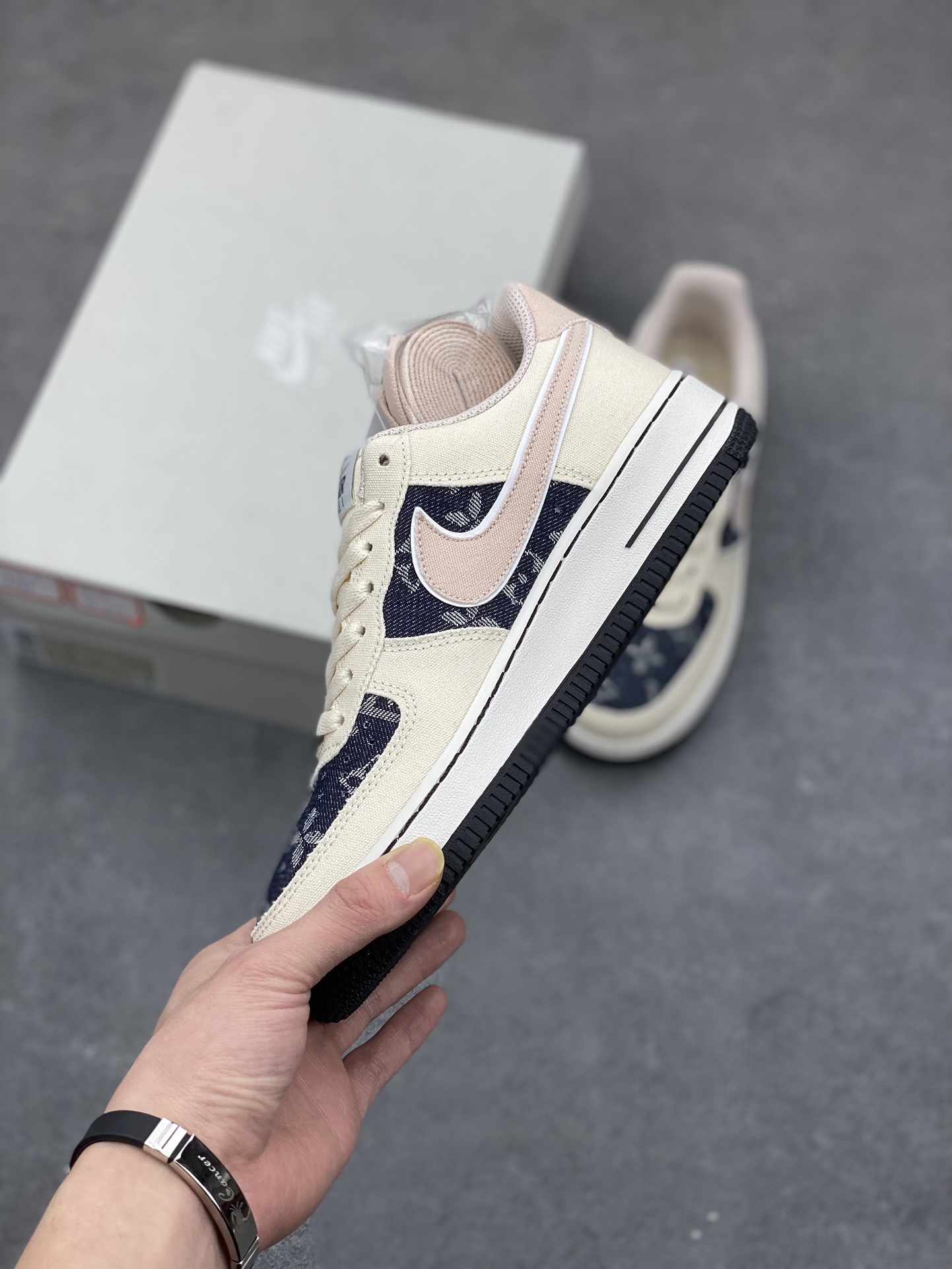 Nike Air Force 1 Low White Denim with Louis Vuitton Pattern Sneakers 4 i1678127975 7775 2