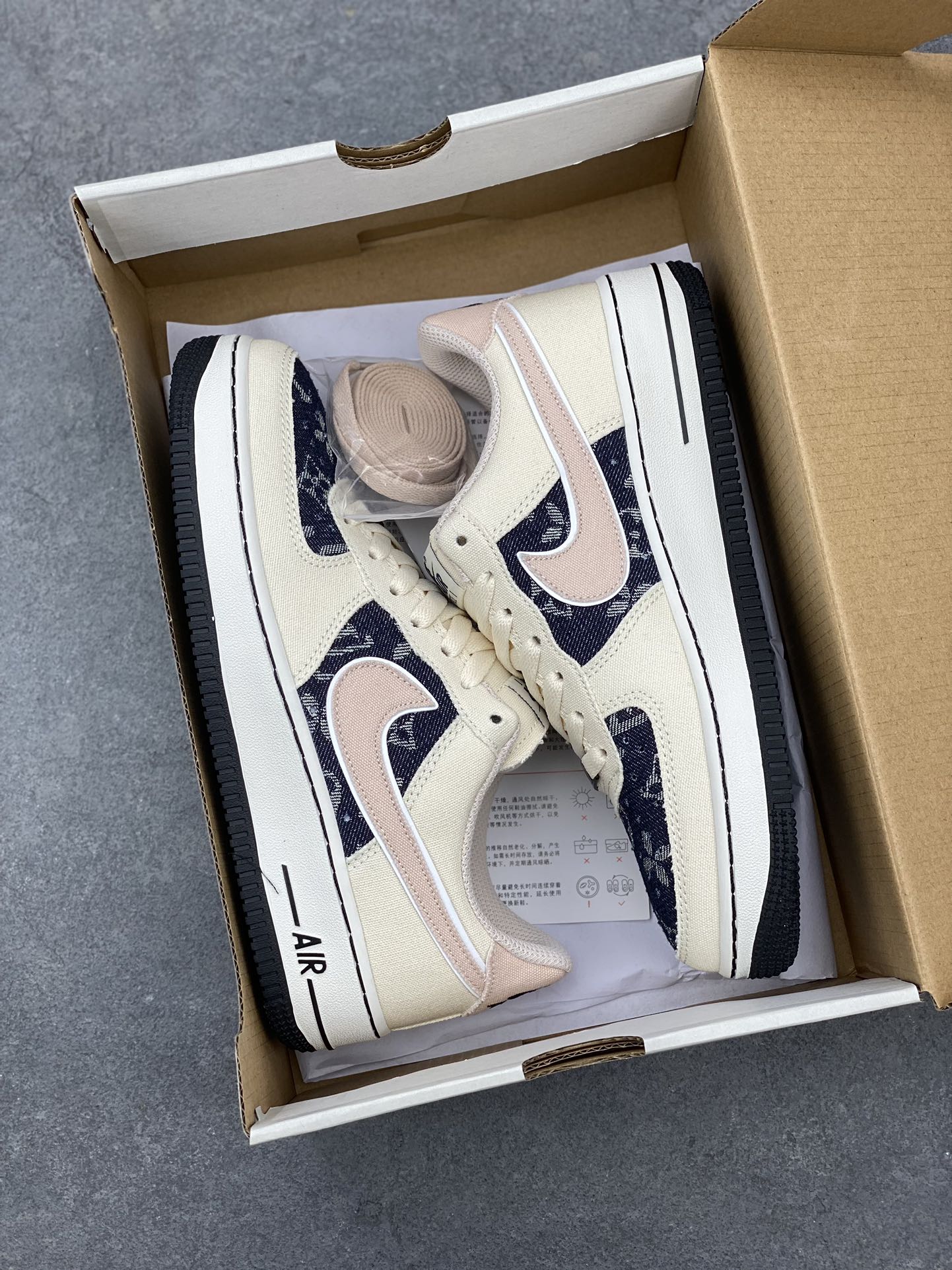 Nike Air Force 1 Low White Denim with Louis Vuitton Pattern Sneakers 10 i1678127975 8033 8
