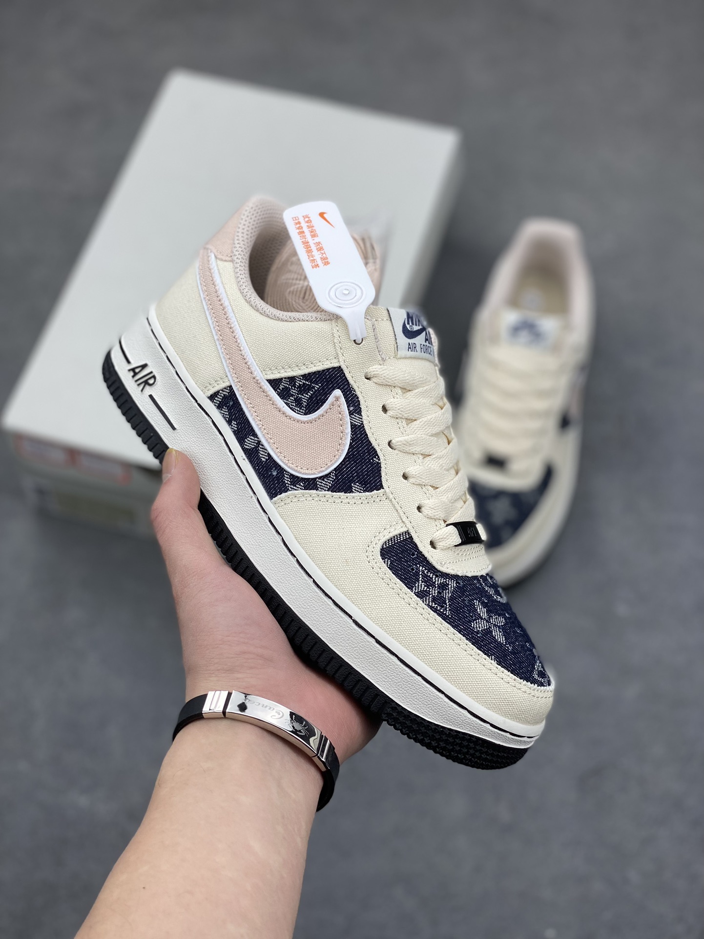 Nike Air Force 1 Low White Denim with Louis Vuitton Pattern Sneakers 2 i1678127975 8919 0