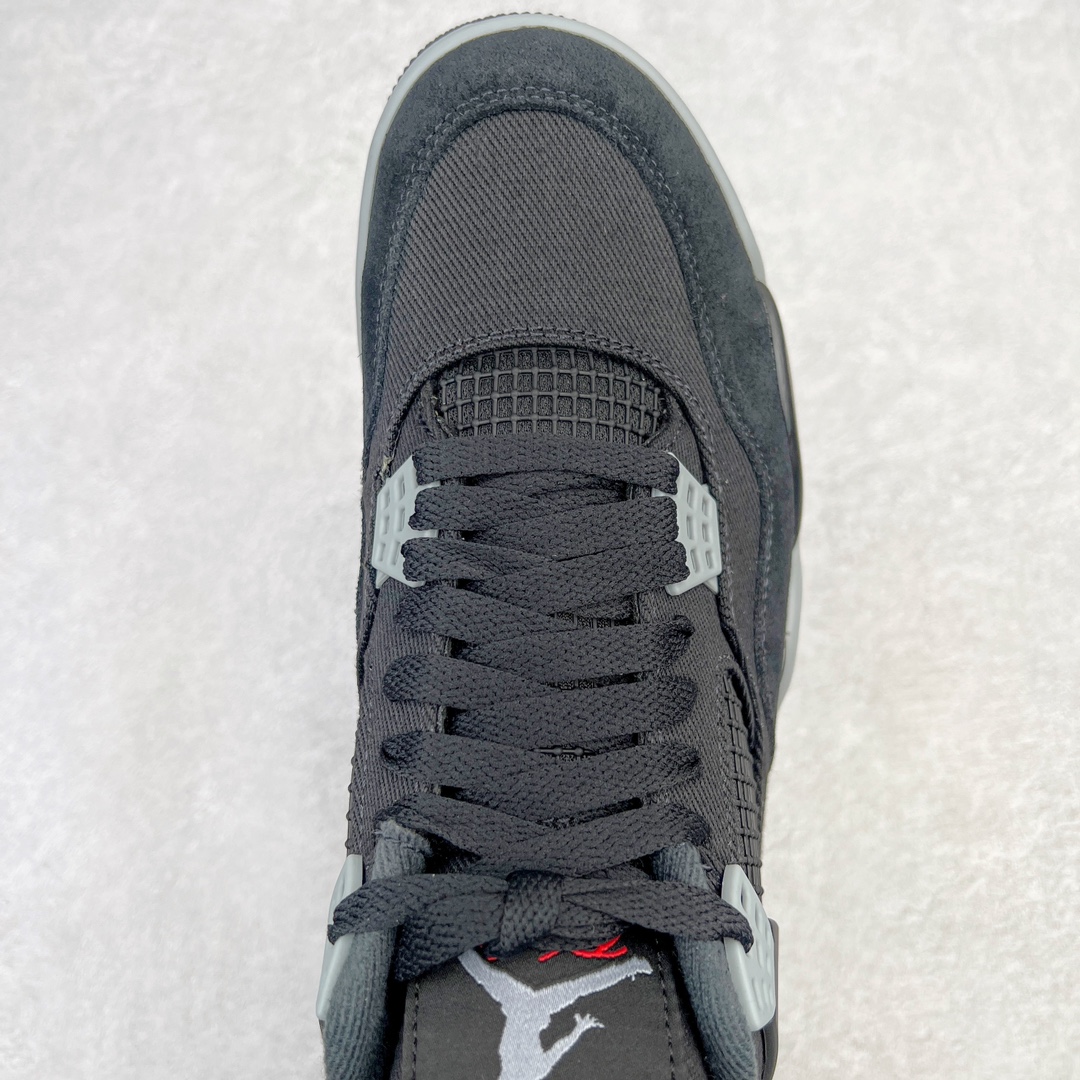 图片[4]-💰460 ＃GX Air Jordan AJ4 Retro 黑色帆布小阿姆 DH7138-006 圈内最强四代 独家外贸特供尺码含 45.5 49.5 50.5 耗时半年巨作 全套原纸板楦头开发 原厂特供皮料加持 确保原汁原味 完美呈现四代版型 一比一鞋头弧度高度鞋身弧度 数据细节工艺流程均保持原鞋一致 原厂TPU网格鞋带扣 正确内里网布 菱角分明不变形无多余毛边 柔软性质感一致于原鞋 市场唯一原厂鞋扣模具 背面可见隐藏注塑口 原厂织唛标 原厂飞人电绣工艺 尾指中部跳三针 独家绑鞋带手法 印刷中底布 四线拉帮 米色美纹纸贴合固定 进口港宝加持 后跟自然饱满 全鞋荧光划线卡点 追求极致完美 每一双都是工艺品 多重QC质检 超越公司货的品控标准 实实在在的免检产品 尺码：40 40.5 41 42 42.5 43 44 44.5 45 45.5 46 47.5 48.5 49.5 50.5 编码：by5936030-运动鞋