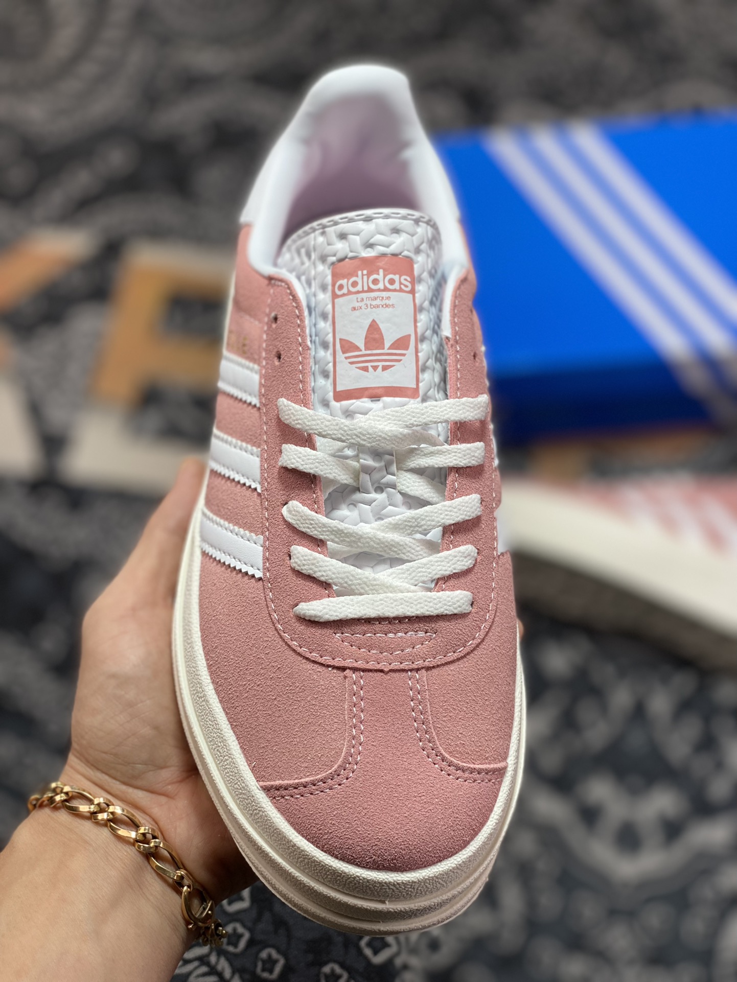 Adidas Originals Gazelle Bold W Gazelle Platform Shoes ”Fleece Sakura Pink White” IG9653