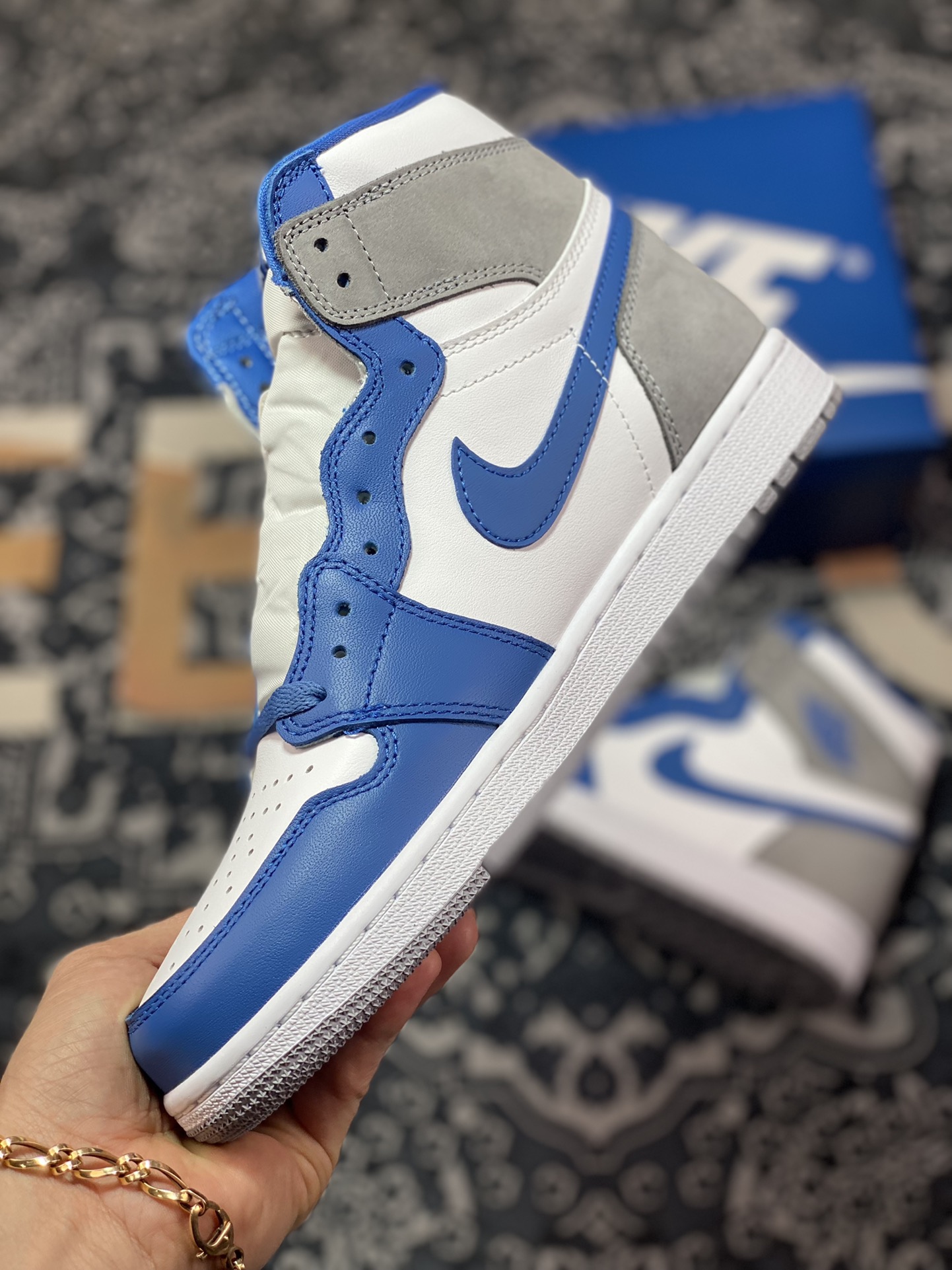 350 Air Jordan 1 Retro High OG”True Blue”AJ1代篮球鞋“白蓝灰”DZ5485-410