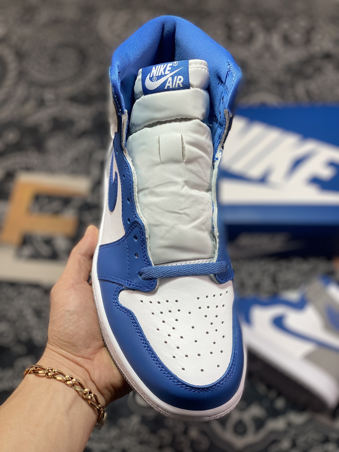 350 Air Jordan 1 Retro High OG”True Blue”AJ1代篮球鞋“白蓝灰”DZ5485-410