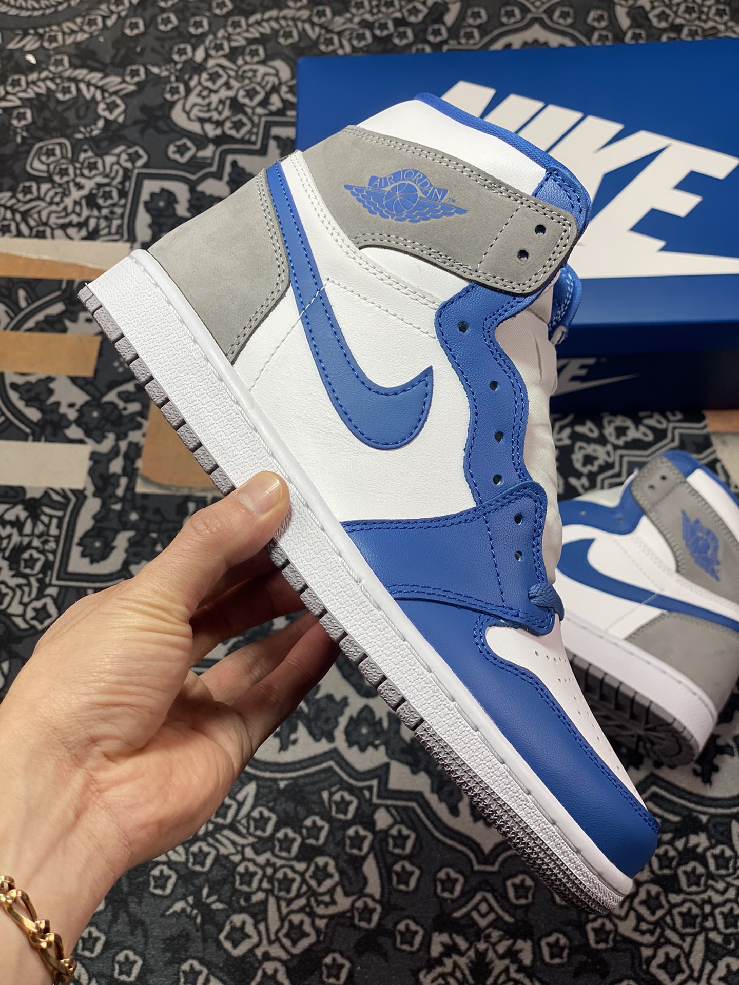 350 Air Jordan 1 Retro High OG”True Blue”AJ1代篮球鞋“白蓝灰”DZ5485-410