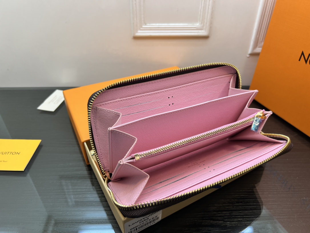 Genuine leather long wallet, close up texture