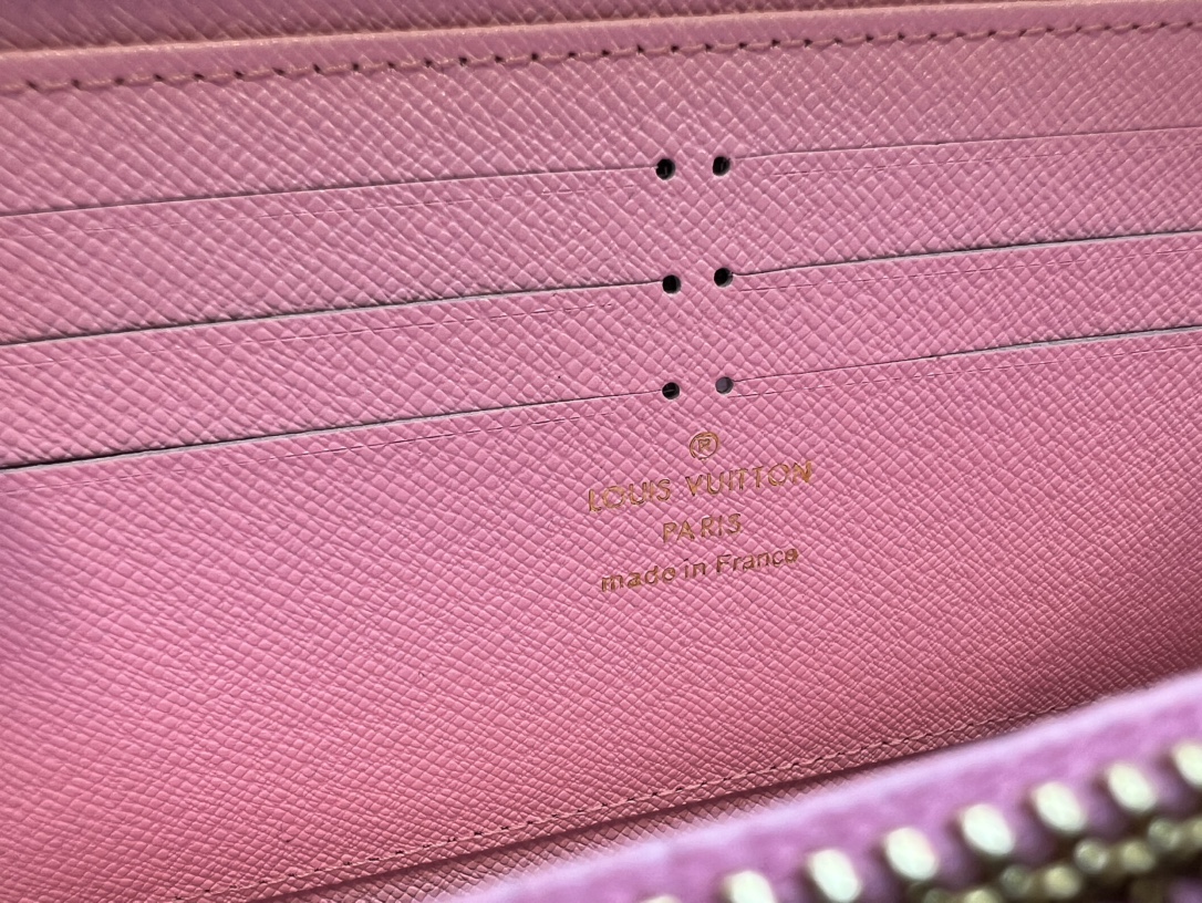 Genuine leather long wallet, side view