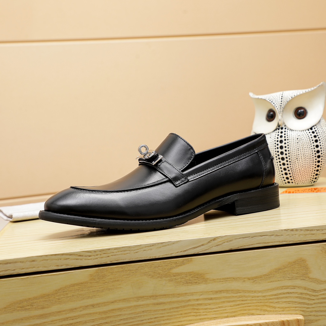Hermes Men's Black Leather Loafers with Silver Hardware Size 39-44 5 i1678162890 5119 3