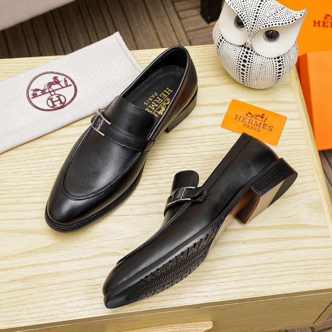Hermes Men's Black Leather Loafers with Buckle Detail - Size 39-44 6 i1678163005 1330 4