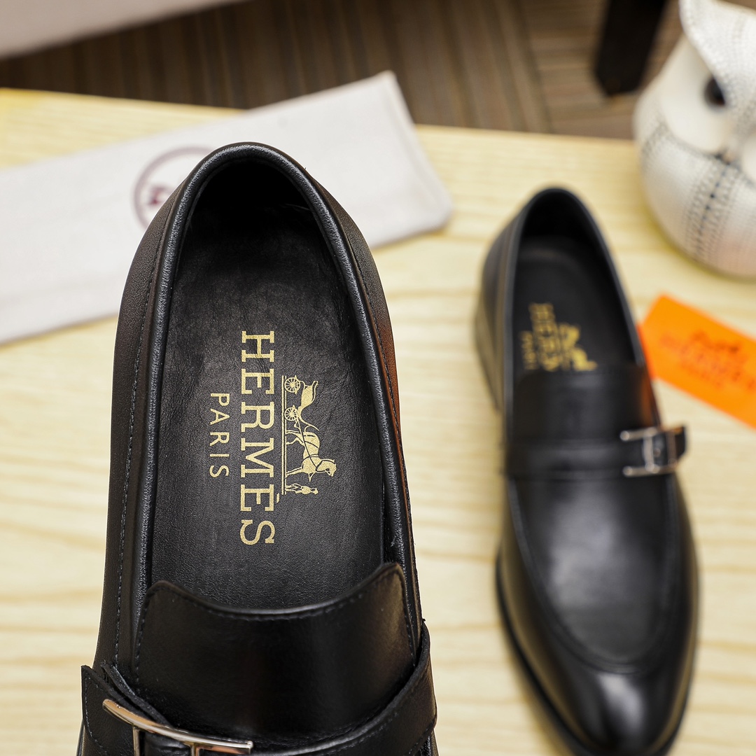 Hermes Men's Black Leather Loafers with Buckle Detail - Size 39-44 8 i1678163005 8029 6