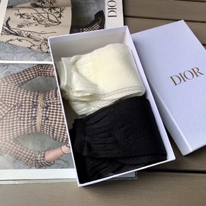 Dior Sock- Mid Tube Socks Black White Openwork
