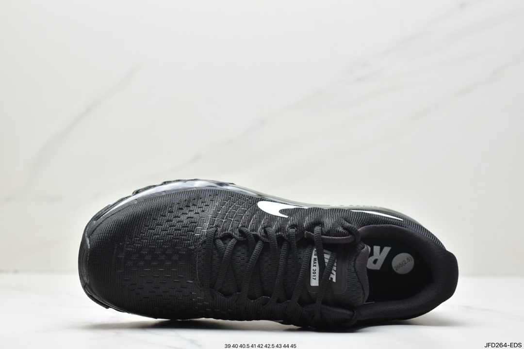 Nike Air Max 2017 ”Black/White”网面全掌气垫休闲慢跑鞋“黑银钩反光”849559-001