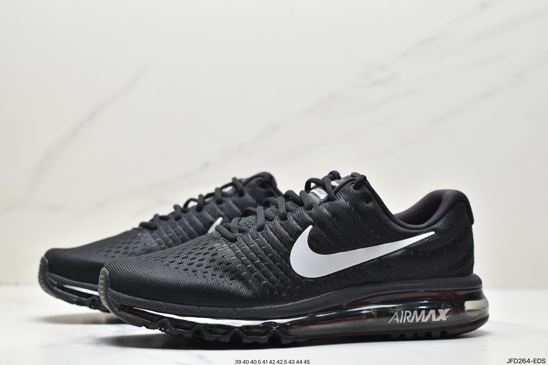 Nike Air Max 2017 ”Black/White”网面全掌气垫休闲慢跑鞋“黑银钩反光”849559-001