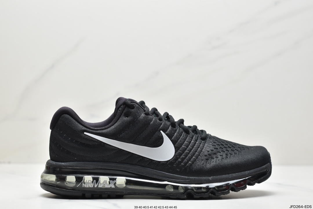 Nike Air Max 2017 ”Black/White”网面全掌气垫休闲慢跑鞋“黑银钩反光”849559-001