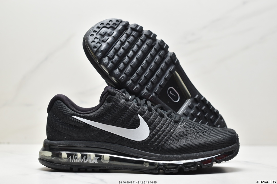 Nike Air Max 2017 ”Black/White”网面全掌气垫休闲慢跑鞋“黑银钩反光”849559-001