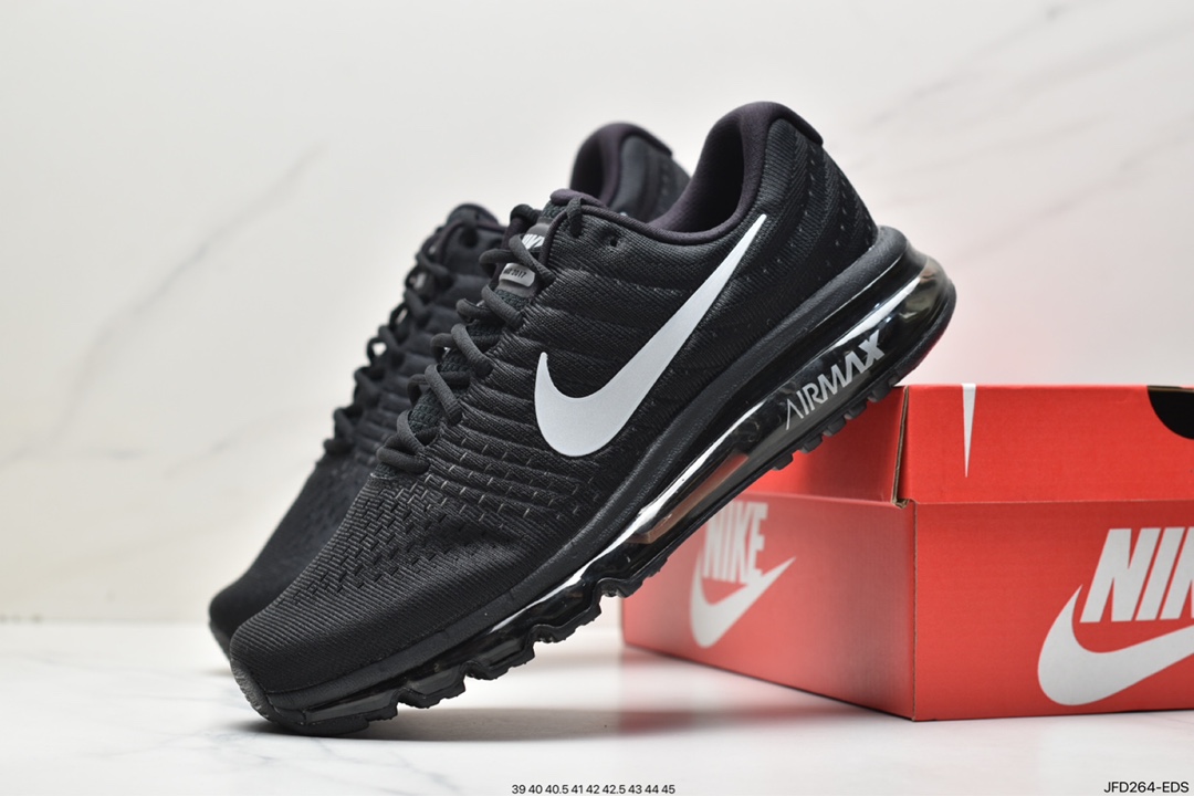 Nike Air Max 2017 ”Black/White”网面全掌气垫休闲慢跑鞋“黑银钩反光”849559-001