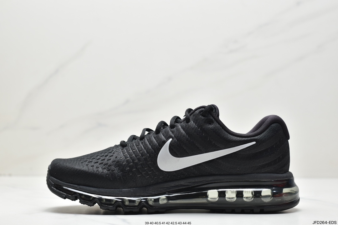 Nike Air Max 2017 ”Black/White”网面全掌气垫休闲慢跑鞋“黑银钩反光”849559-001