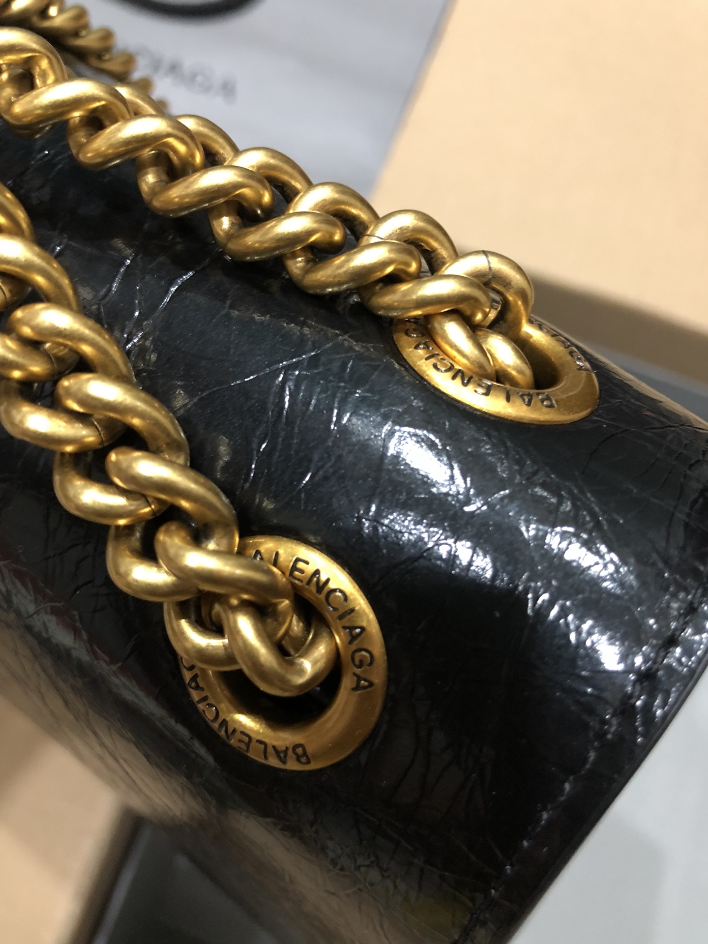 Balenciaga Style Black Leather Chain Bag style reference detail image 9 from source 776250
