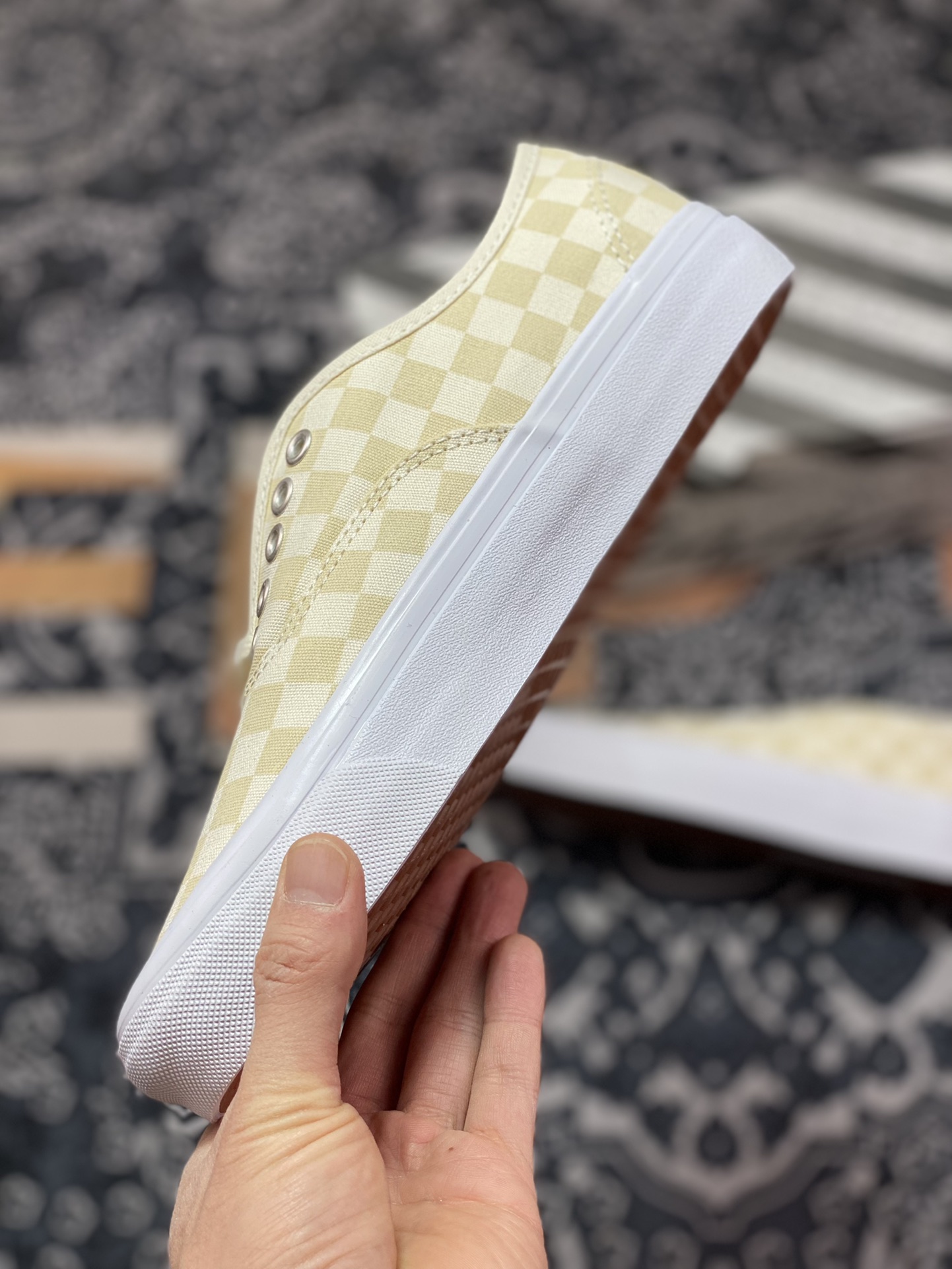 Vans Vault OG Authentic yellow and white checkerboard retro casual canvas shoes