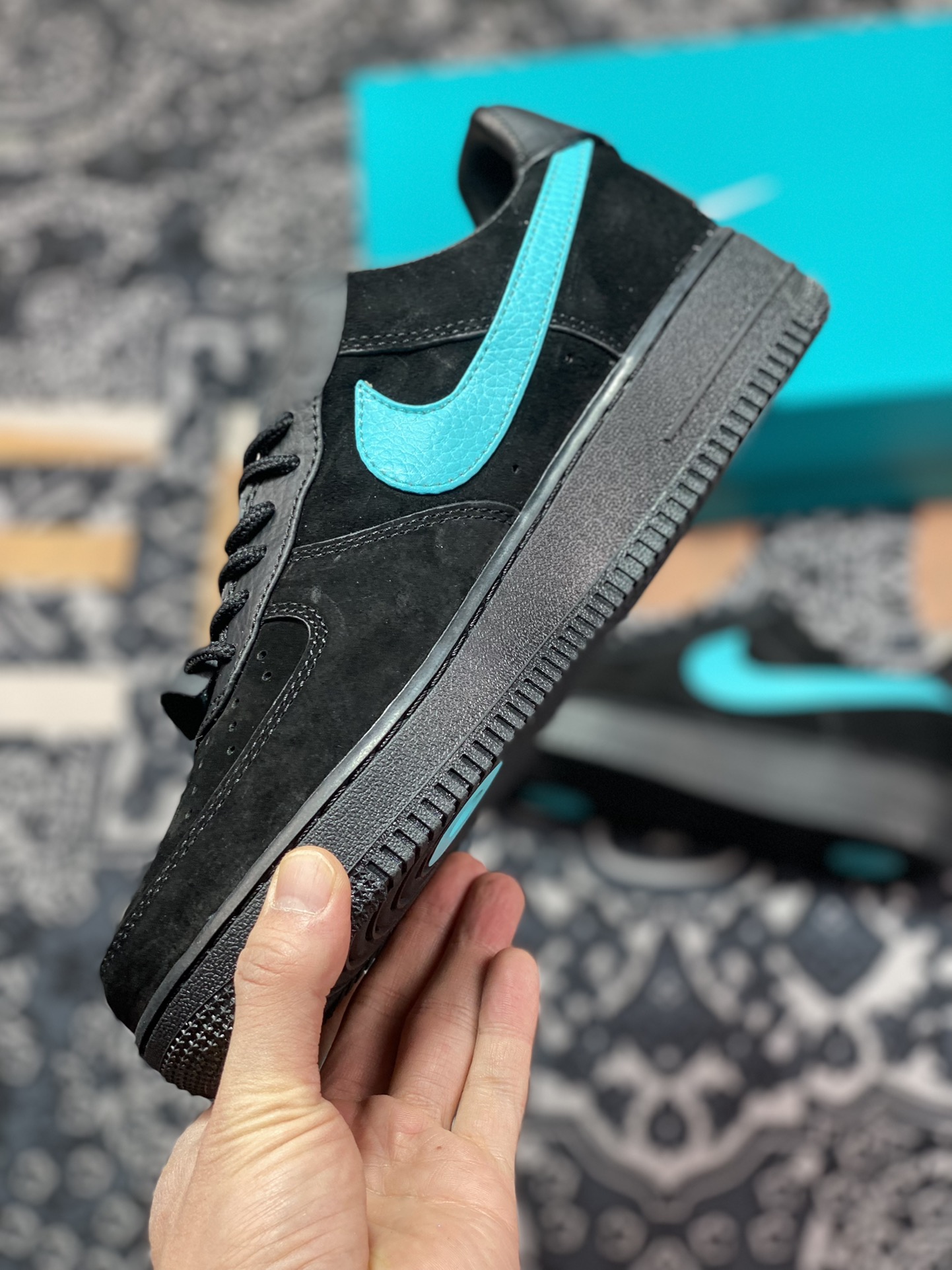 Tiffany & Co. x Nike Air Force 1 Low SP ”1837” Air Force 1 sneakers ”Co-branded black Tiffany blue” DZ1382-001