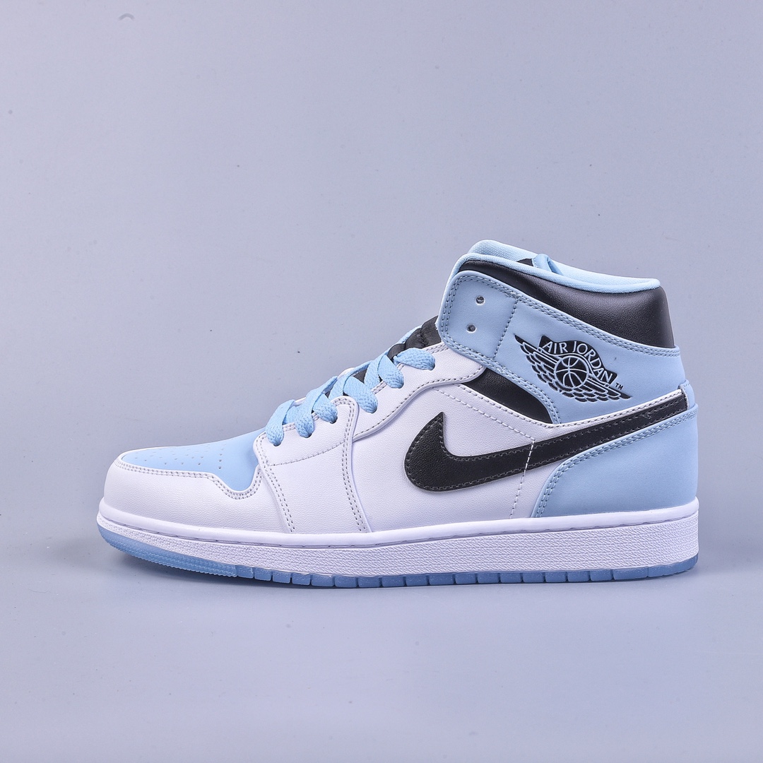 220 Air Jordan AJ1 Mid AJ1 乔1冰蓝色 中帮篮球鞋 DV1308-104