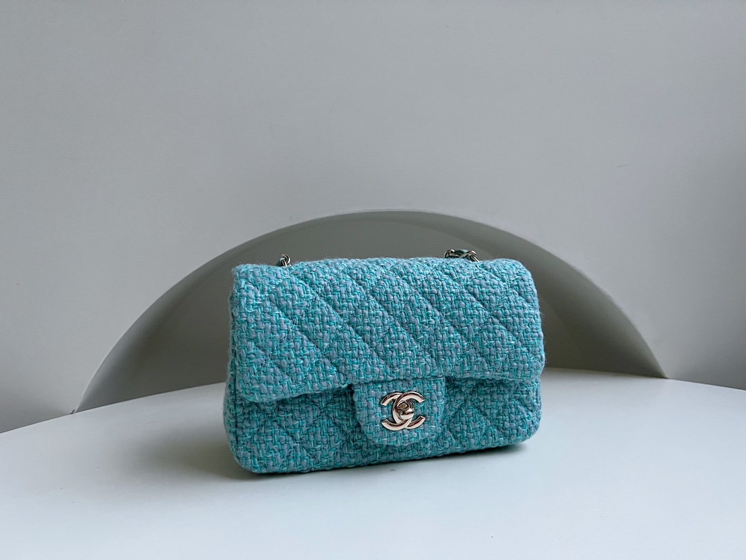 Purchasing agency special offer of exquisite small fragrance CHANEL 23K autumn and winter style, blue and green woolen CF, beautiful to the heart