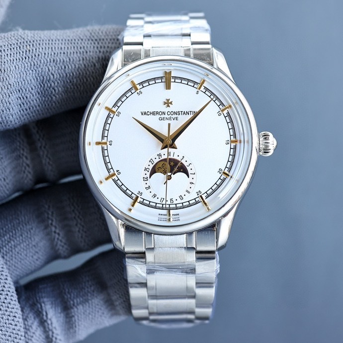 NO:726281,White gold [Rose][Rose] Vacheron Constantin series watch, the highest version  Currently the most cost-effective for civilians on the market, high stability, 3D pot lid, case diameter 40mm, six o'clock sub-dial with solar and lunar calendar (moon phase) dual-phase display, movement model is ETA2824-6 movement (6-digit moon phase rotates once a month, functions and genuine  Consistent) The functions are 100% synchronized with the original movement. The running time is stable and the quality is strong. [Breakthrough in details] The dial of the watch is found to have a slight curvature. In order to achieve this effect, it took time and effort to adjust the mold many times to ensure that the charm and feel are comparable to the original. Please look for exclusive quality!  !  !  ,19860909白 金 [玫瑰][玫瑰] 江斯丹顿系列手表,最高版本 市面目前平民性价比最强,稳定率高、3D立体锅盖_表壳直径40mm、六点钟的子盘拥有阳历阴历（月相）双期显示,机芯型号为ETA2824-6机芯（6字位月相一月转一圈,功能和正品一致）功能百分百同步原装机芯.走时稳定,素质坚挺.【细节突破】腕表盘面发现有微微的弧度,为了达到这一效果,耗时费力多次调整模具,确保神韵和感觉能与原装相媲美.请认准独家品质！！！,,Watch