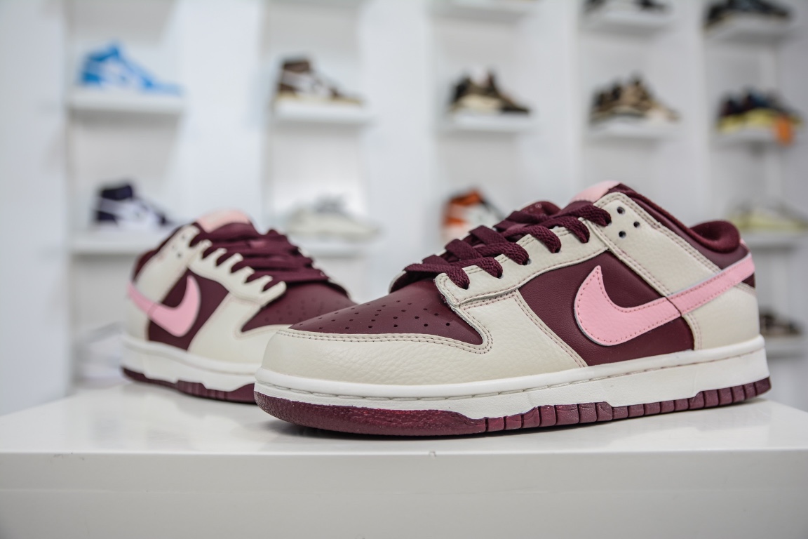 原装 Nike Dunk Low ”Night Maroon and Medium Soft Pink” 酒红 DR9705-100