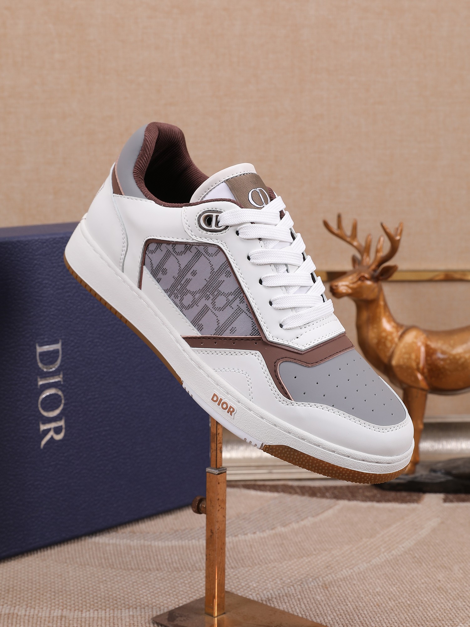 Dior Low-Top Sneakers in Leather with Oblique Print Laces, Sizes 38-44 3 a1678344028669 4807