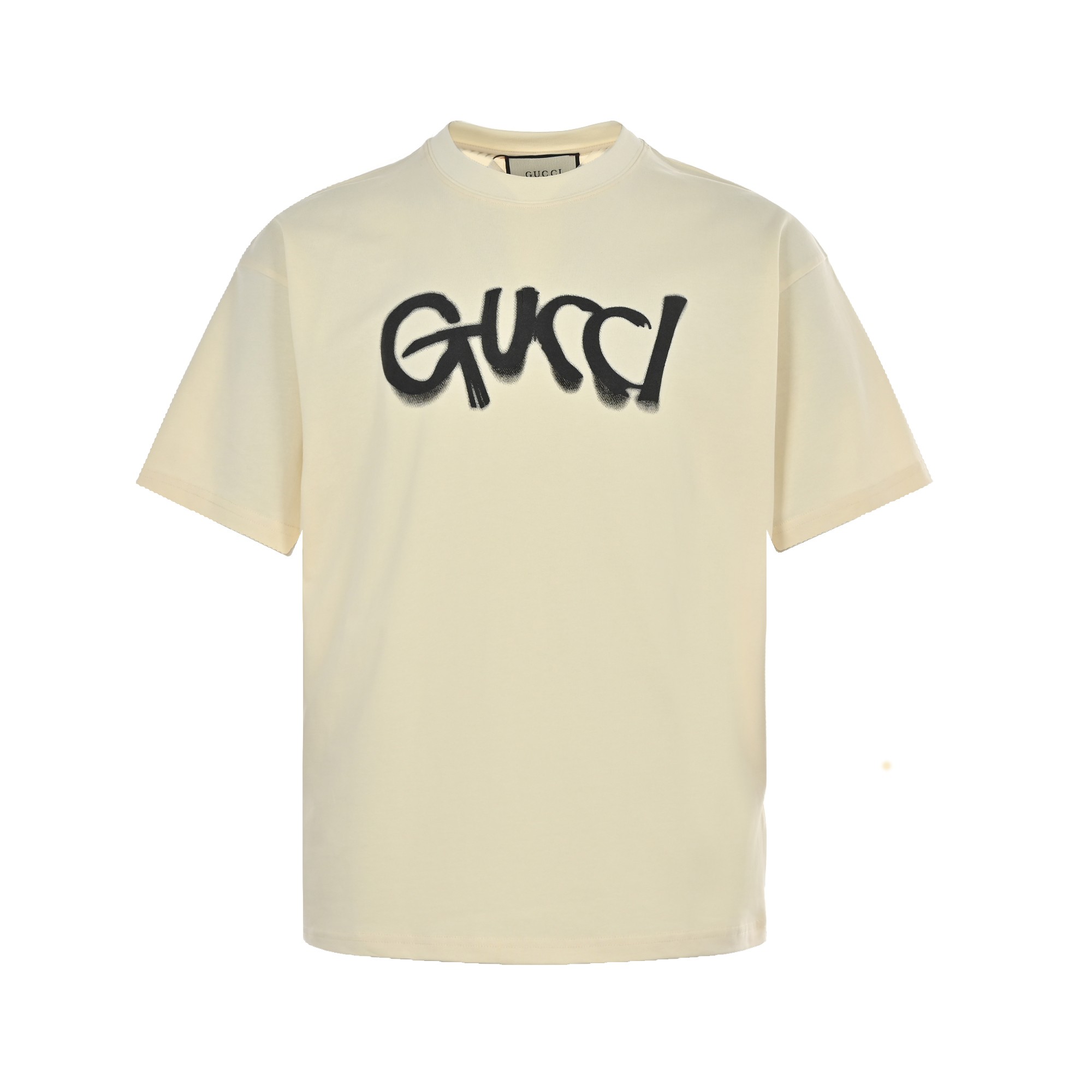 Gucci Odzież T-Shirt Kolor moreli Czarny Doodle Drukowanie Unisex Bawełna Kolekcja wiosenno-letnia Krótki rękaw