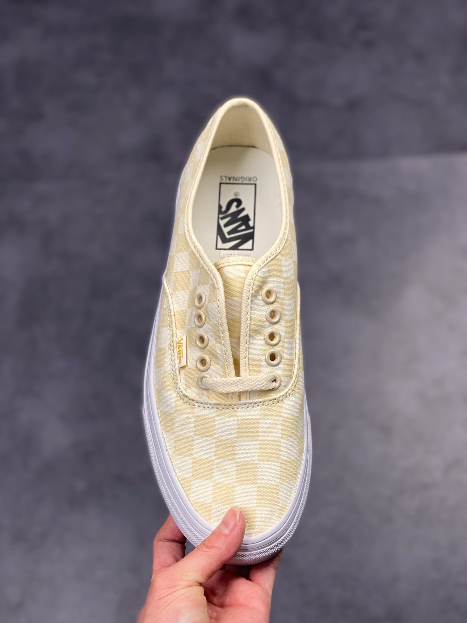 VANS OG Authentic Vans retro beige checkerboard men's and women's low-cut sneakers VN0A5FBD0VW